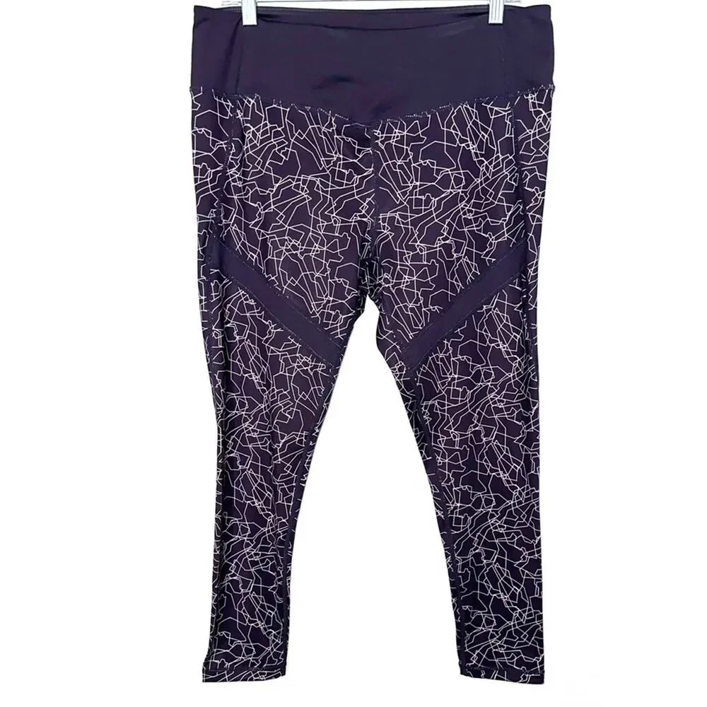 Z by Zella Purple Geometric Pattern Cropped Leggings Size XL